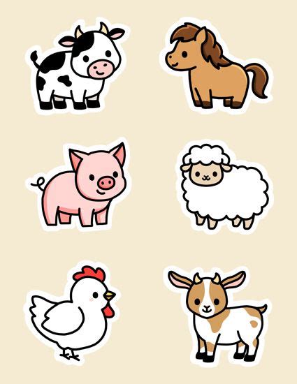Farm Animal Sticker Pack Sticker By Littlemandyart Cute Cartoon