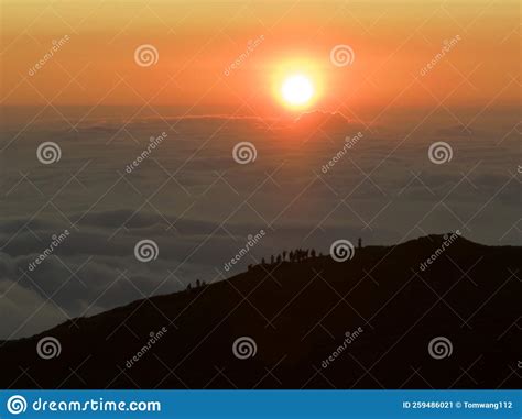 Aerial View Of Mountains In Orange Clouds At Sunset In Summer Hehuan