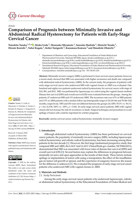 Pdf Comparison Of Prognosis Between Minimally Invasive And Abdominal