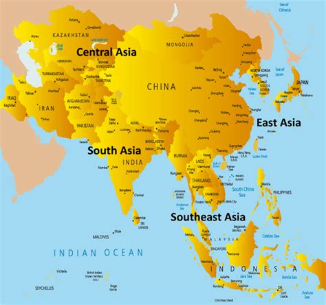 Asia Map Showing Countries And Regions