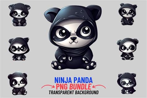 Ninja Panda 8 Png Clipart Bundle Graphic By Digitalcreativeden