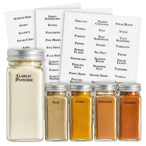 Buy Talented Kitchen 125 Pack Spice Labels Stickers Clear Spice Jar