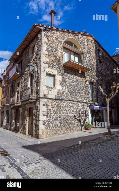 Beautiful Old Stone Houses In Spanish Ancient Village Stock Photo Alamy