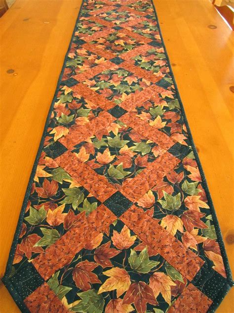 Rustic Leaves Autumn Table Runner Quilted Patchwork Usa Etsy