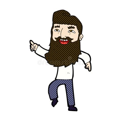 Comic Cartoon Man With Beard Laughing And Pointing Stock Illustration