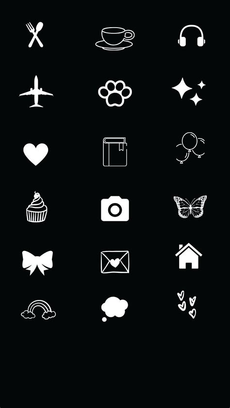 Set instagram highlight covers backgrounds black stock vector. Instagram story highlights cover - White with black ...