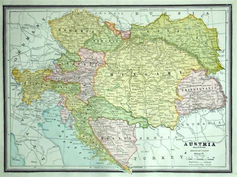 1888 Antique Map Of Austria Antique Austria Map Austria Etsy Österreich