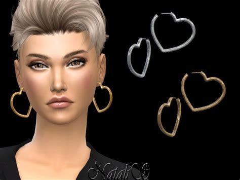 The Sims Resource Heart Shape Hoop Earrings By Natalis • Sims 4 Downloads