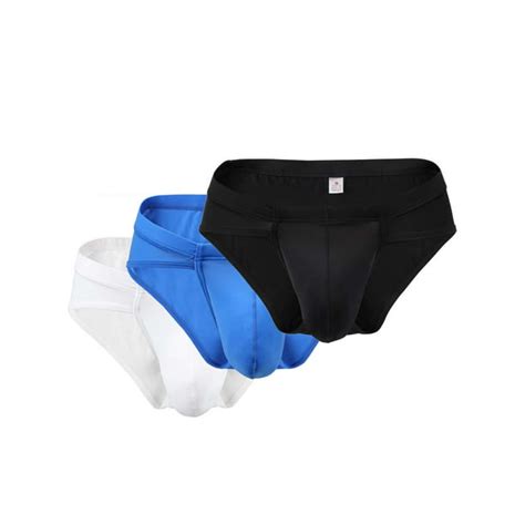 Ukap Mens Sexy Ice Silk Bulge Pouch Underwear 3 Pack Low Rise Comfy