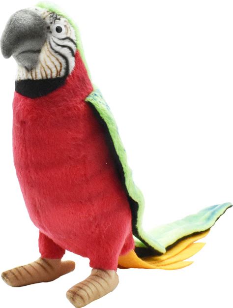 Plush Soft Toy Green And Red Parrot By Hansa 15cm Uk Toys