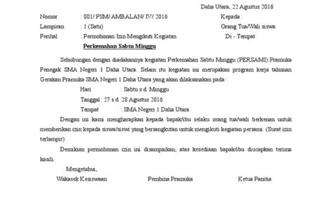 Contoh Surat Izin Pramuka Untuk Keterangan Tidak Masuk