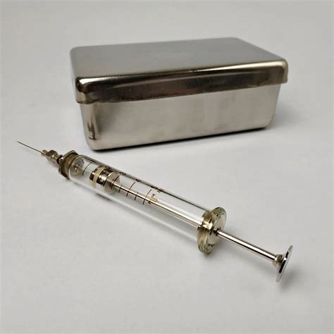 Vintage Glass Syringe 2 Ml And Steel Sterilizer Set Of 12 Etsy