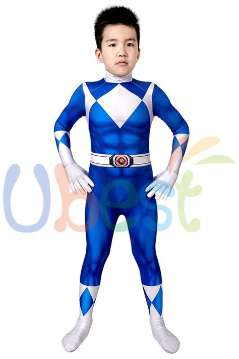 Blue Ranger Costume Cosplay Suit Kids Mighty Morphin Power Rangers
