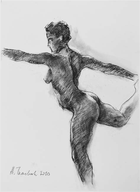 Drawing Of A Female Nude In Motion Drawing By Alla Tkachuk Saatchi Art