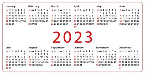 Simple Calendar 2023 12 Months Week Start Sunday Corporate Design