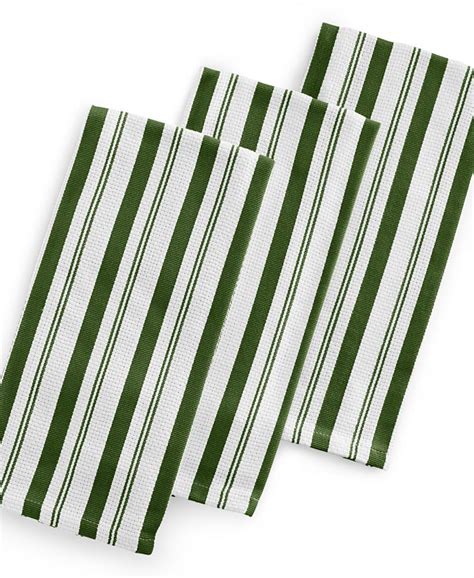 Martha Stewart Collection Set Of 3 Basket Weave Green Striped Kitchen