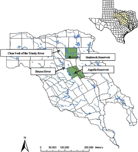 Map Of The Trinity River Drainage And The Lower Portion Of The Brazos