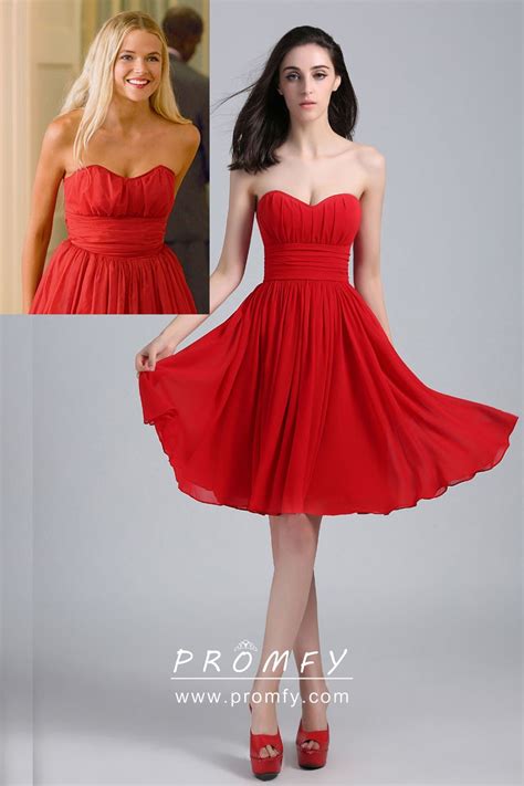 Strapless Sweetheart Red Chiffon Short Knee Length Celebrity Homecoming