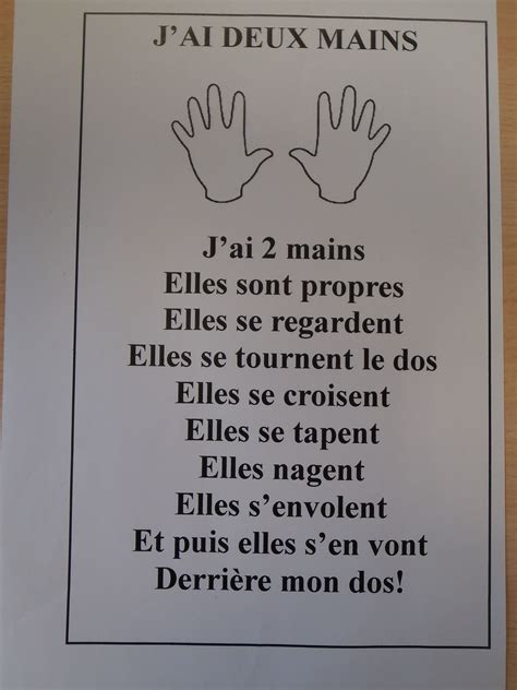 Comptine J Ai Deux Mains French Language Lessons French Language