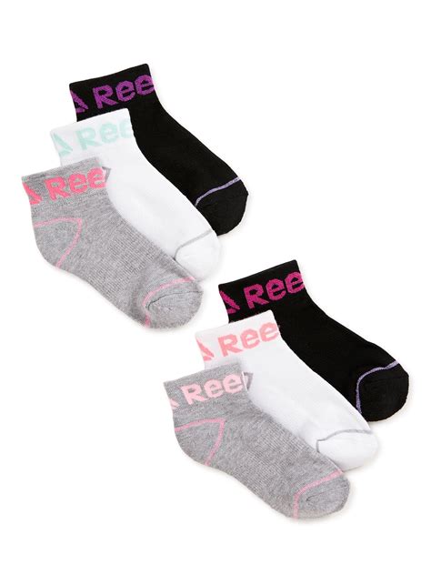 Reebok Girls Ankle Socks 6 Pack Sizes S L