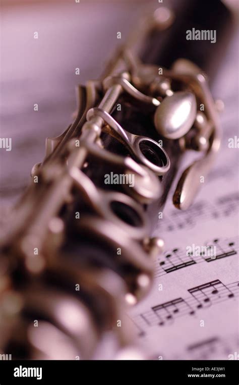 Close Up Of Clarinet On Sheet Music Stock Photo Alamy