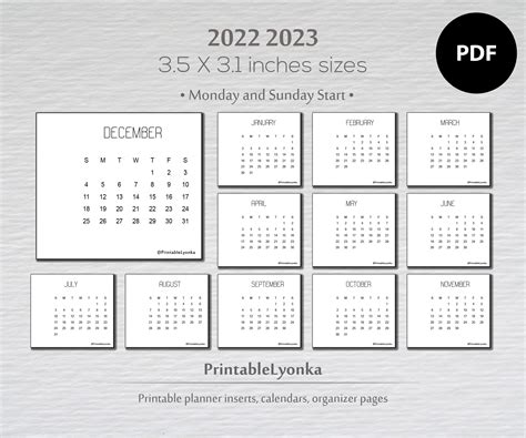 2023 Mini Calendar Printable Free Printable Templates