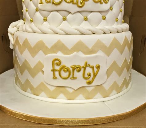 Cakes by Mindy: Gold and White 40th Birthday Cake 6", 8", & 10"