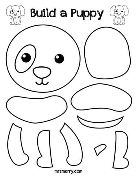 Free Printable Build A Puppy Craft For Kids Mrs Merry