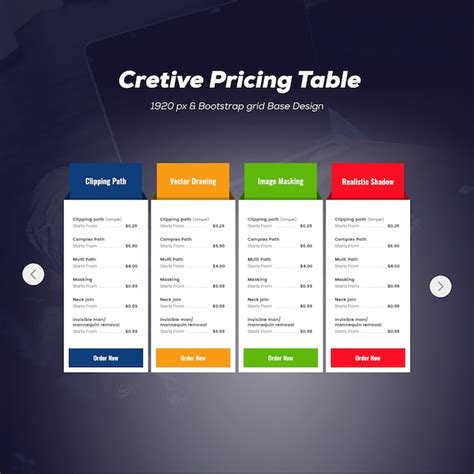 Premium Psd Modern Pricing Table Mockup