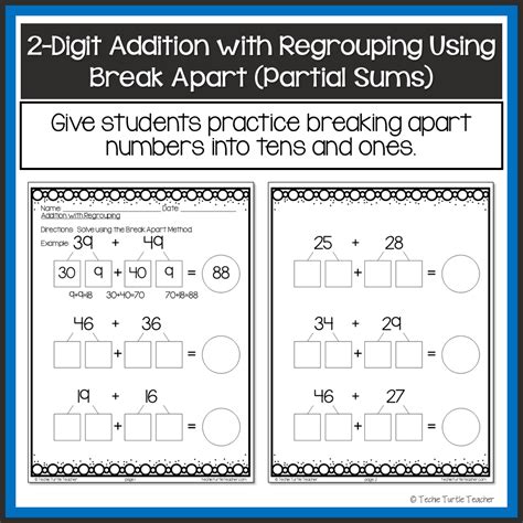 2 Digit Addition With Regrouping Using Break Apart Partial Sums