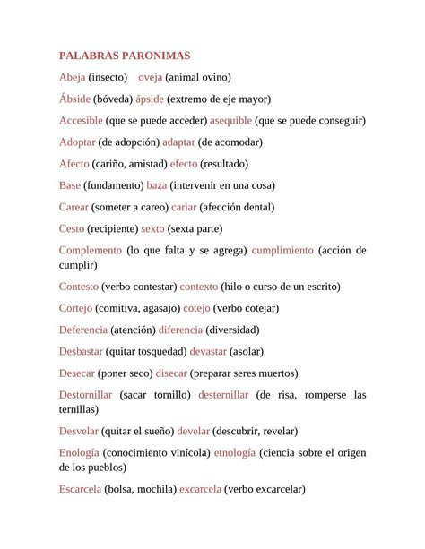 Calaméo Diccionario Palabras Paronimas