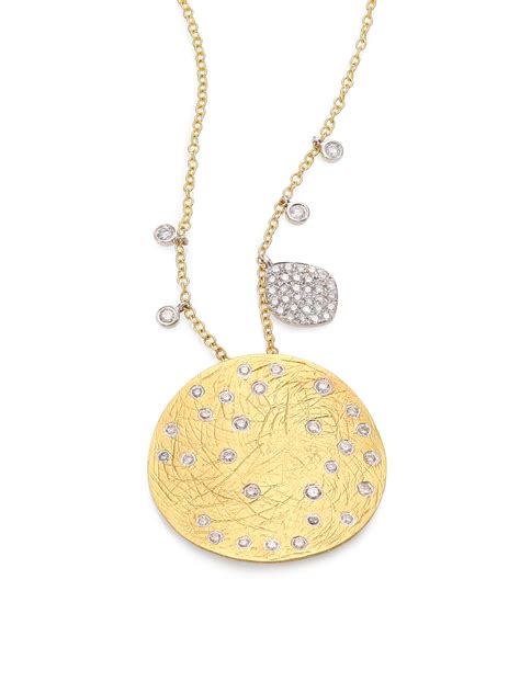 Free delivery and returns on ebay plus items for plus members. Meira t Diamond, 14k Yellow & White Gold Disc Pendant ...
