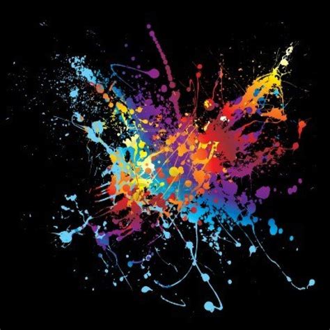 Colourful Splat Design With Black Background Painting And Drawing