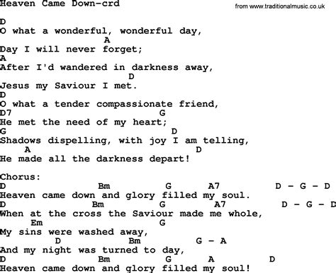 Top 500 Hymn Heaven Came Down Lyrics Chords And PDF