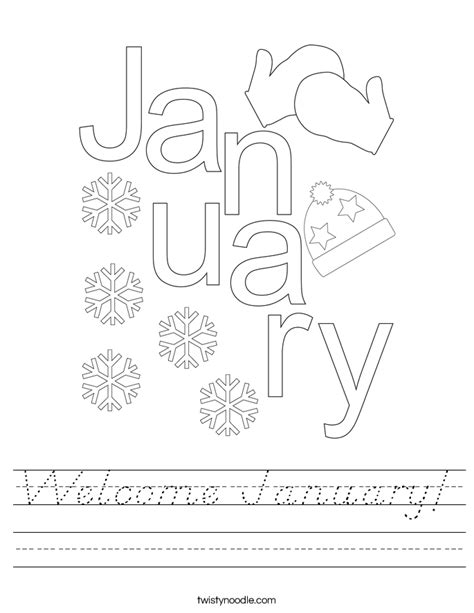Welcome January Worksheet Dnealian Twisty Noodle