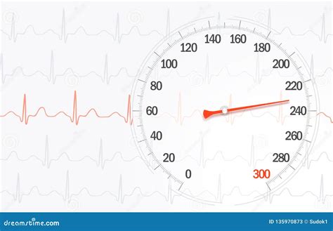 High Rate Of Blood Pressure On The Background Of Cardiogram Lines Stock