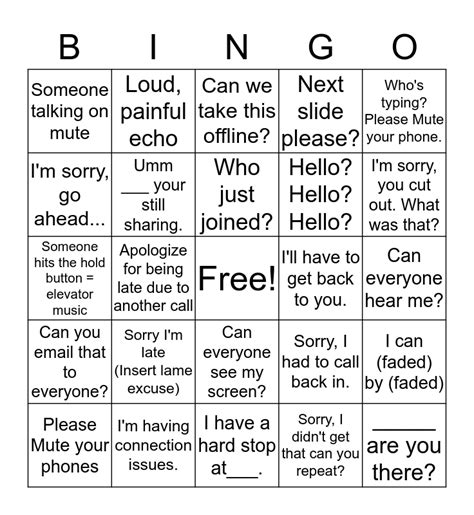 This event is open to laity and clergy. Conference Call Bingo Card