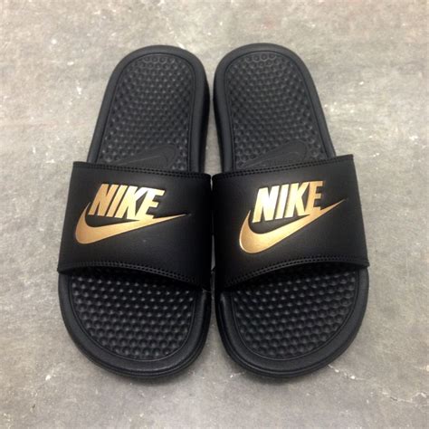 Nike Shoes Nike Benassi Slides Just Do It Jdi Black Gold Color