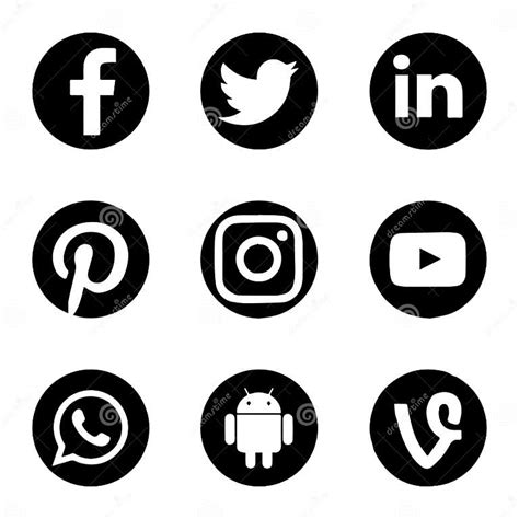 Collection Of Social Media Icons Printed On White Paper Editorial