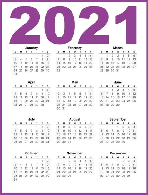 Year 12 Month Free Printable 2021 Calendar With Holidays Pin On 2021