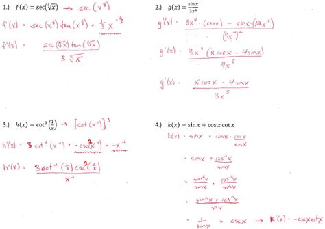 Derivatives Of Trigonometric Functions Worksheet Worksheet List