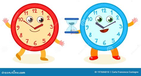 Cartoon Clock Faces Vector Illustration Stock Vector Illustration Of