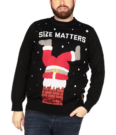 Size Matters Big And Tall Ugly Christmas Sweater Men S Christmas Outfits Tipsy Elves