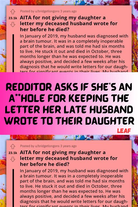 Redditor Asks If She S An A Hole For Keeping The Letter Her Late