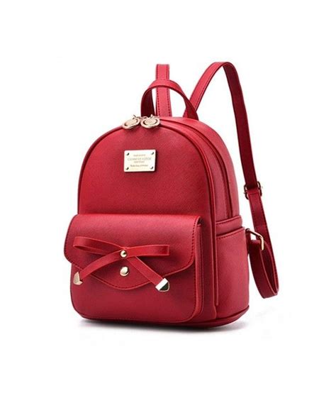 Women Backpack Shoulder Bag Mini Cute Leather Crossbody Purse Tote Satchel Handbags Red