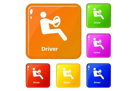 Driver Icons Set Vector Color