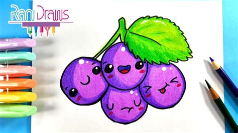Cómo Dibujar Uvas Kawaii How To Draw Kawaii Grapes