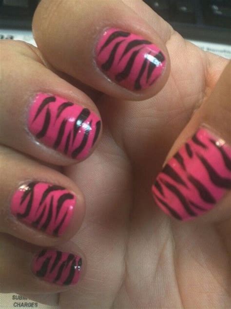 Super Easy Zebra Nails Pink Nail Polish And Black Striper 40th