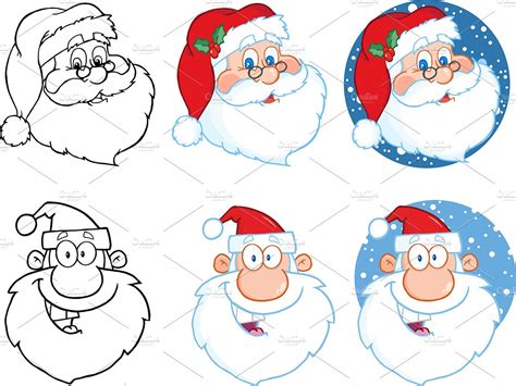 Santa Claus Head Collection Pre Designed Illustrator Graphics
