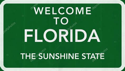 Welcome To Florida Road Sign Welcome To Florida Road Sign — Stock